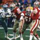 San Francisco quarterback Joe Montana in action against the Dallas Cowboys during the NFC playoff game on January 10, 1982.